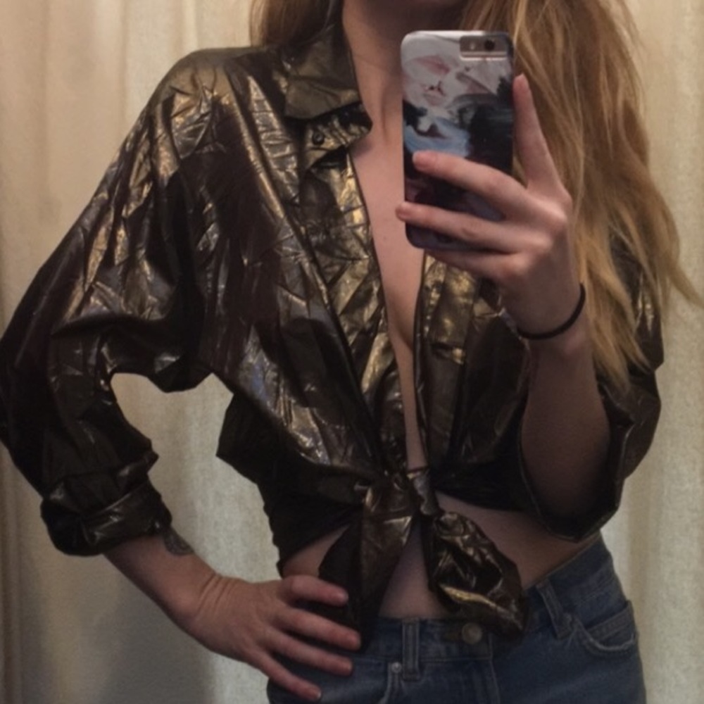 ❌SOLD❌Gold 80s blouse